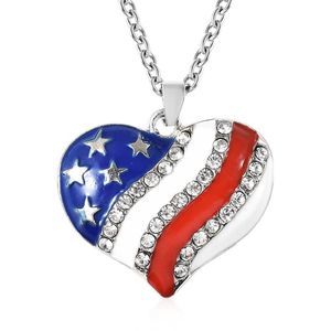 National Flag of America Theme Heart Pendant